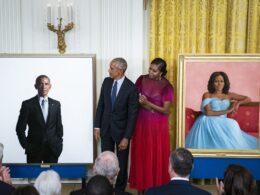 Obama returns to the White House to unveil official portraits.