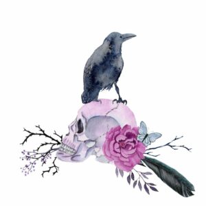 Unique Raven Tattoo with Leaf Details
