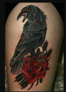 Black Mystical Raven Tattoo Design