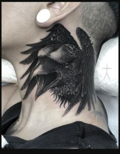 Neck Piece Raven Tattoo for Men