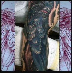 Colorful Raven Tattoo Sleeve