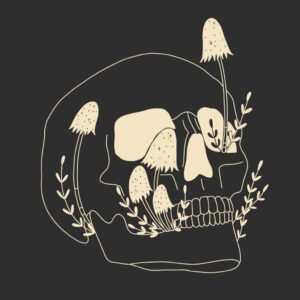 9. Mushroom Tattoos with Skull