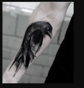 Raven Tattoo Small Design and Bright Ink