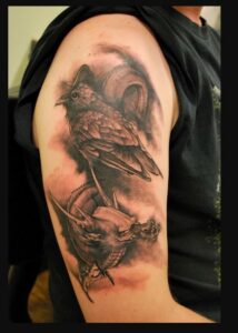 Mysterious Forest-Inspired Raven Crow Tattoo