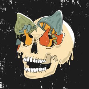 9. Mushroom Tattoos with Skull
