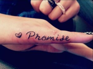 Pinky Promise Tattoo with 'Promise' Written on It