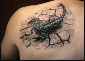 Black Scorpio Tattoo with Rose Detail