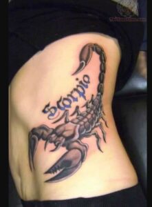 Black Scorpio Tattoo on Stomach