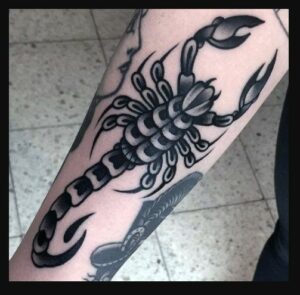 Scorpion Tattoo Traditional Sleeve Black Design